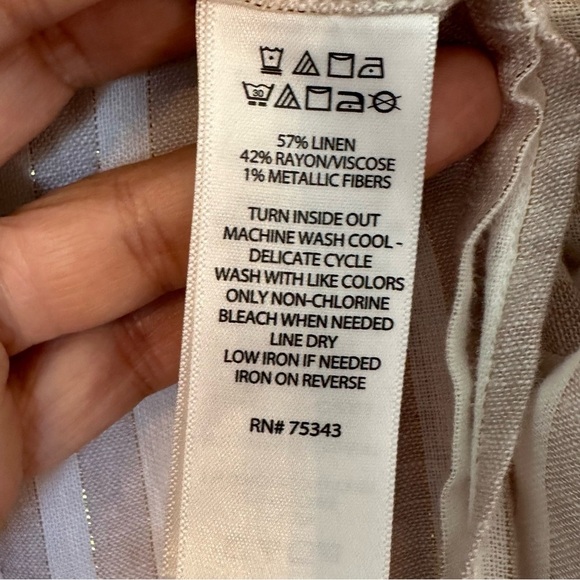 K153 Rachel Ashwell Linen Blend Striped Kimono NWT OSFM - Picture 3 of 6
